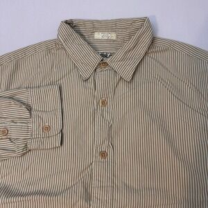Polo Jeans Co Ralph Lauren Men's XL Tan Stripe Button Up Shirt Long Sleeve VTG